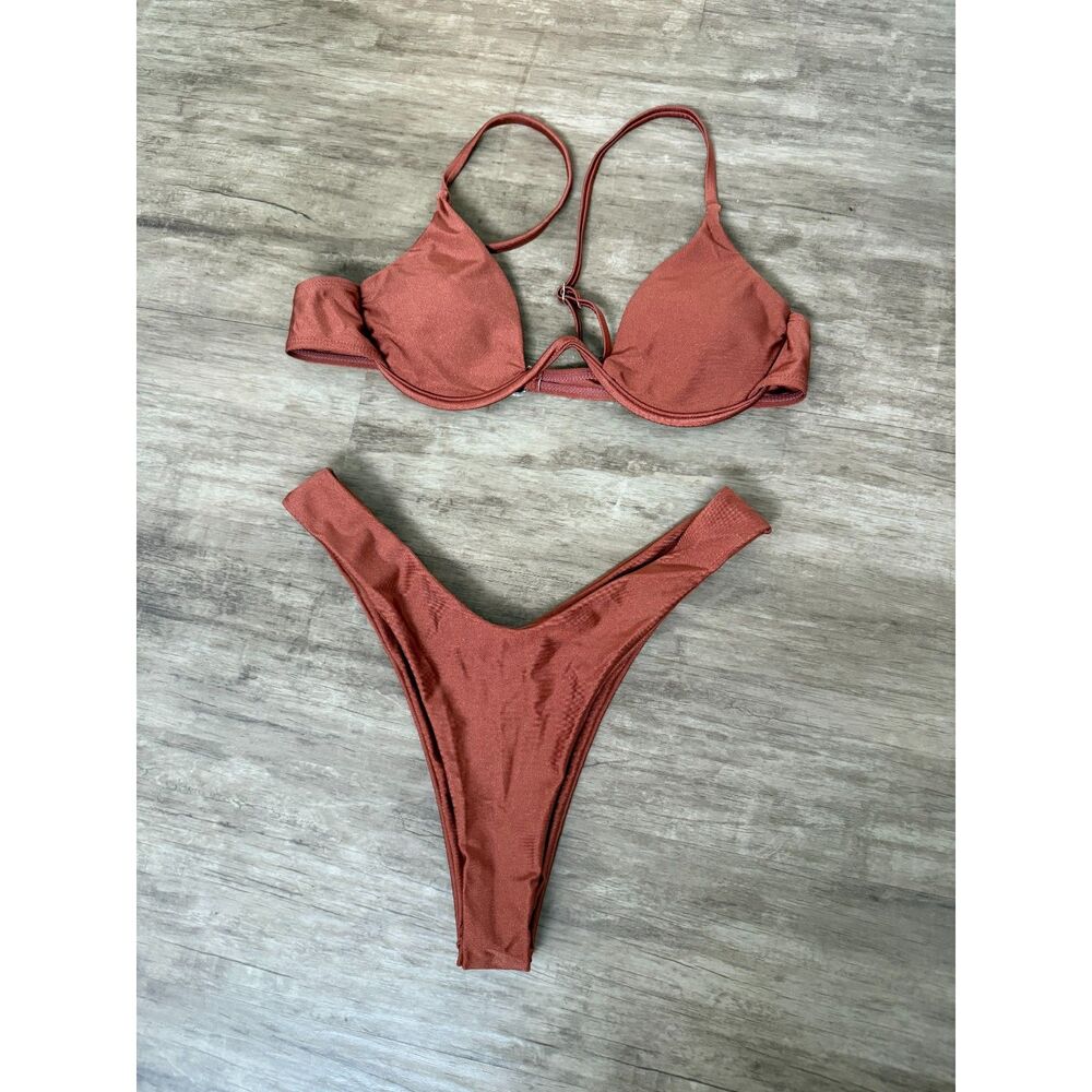 Cider Underwire Bikini Set Brown Size Medium